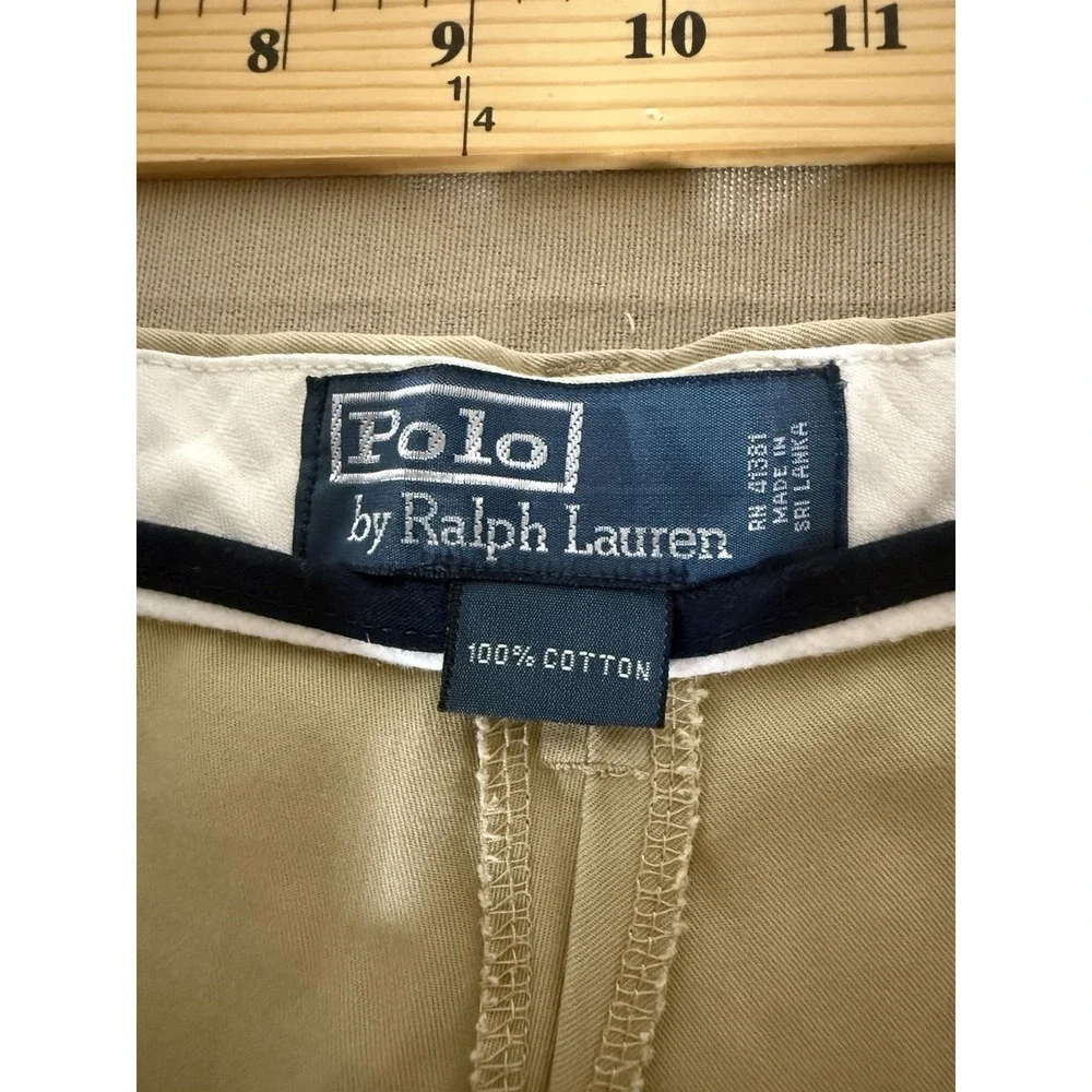 VINTAGE Polo Ralph Lauren Chino Shorts Size 38 Beige 11 inch Summer Mens